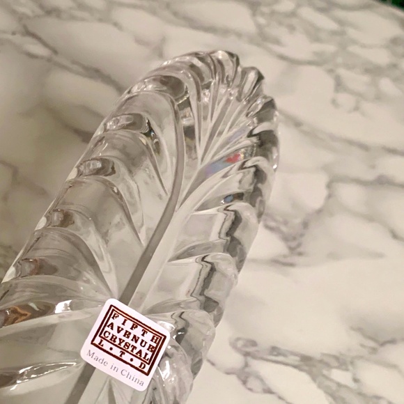 3/$45 ⭐️ Fifth Avenue Crystal Portico Olive Tray 10” Dish Ribbed Elegant NEW - Picture 3 of 6